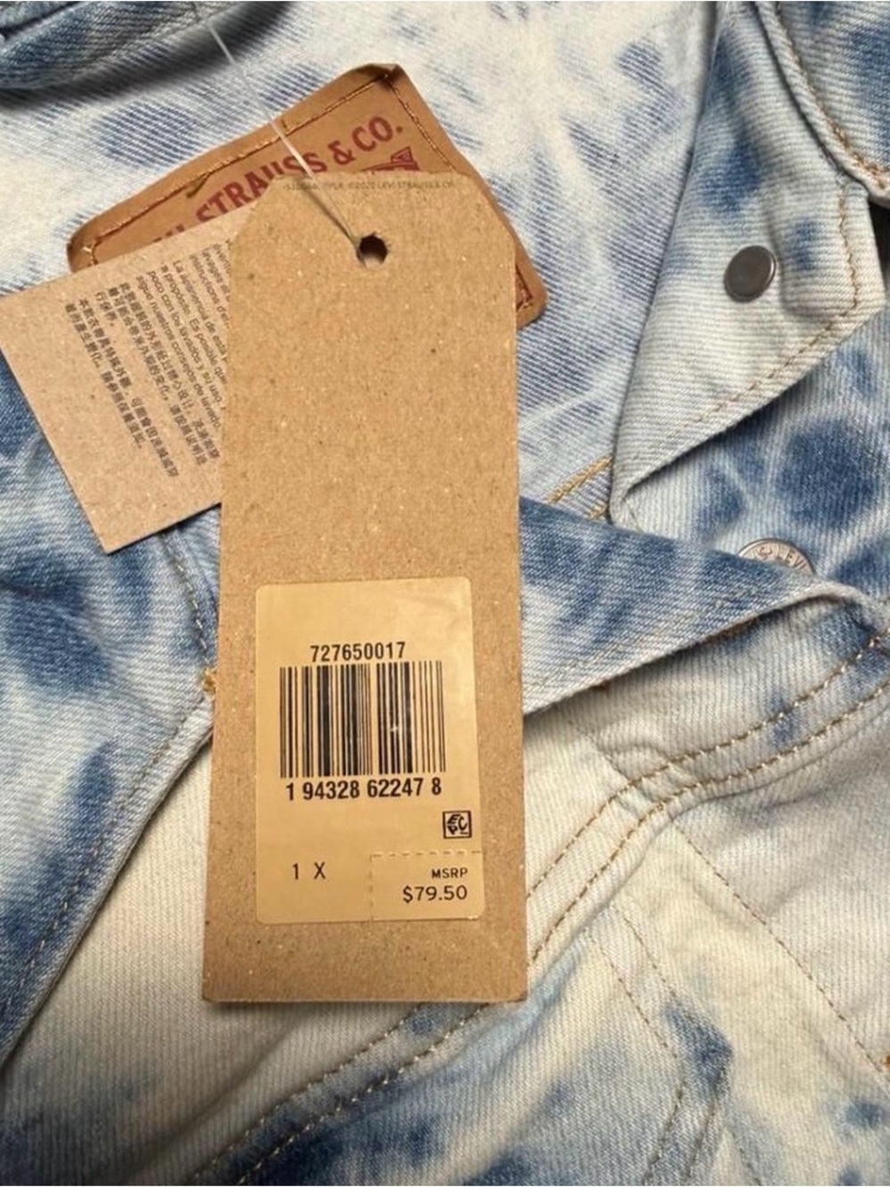 Levi's Blue & White Tie-Dye Denim Trucker Jacket - Size 1X - Picture 5 of 7